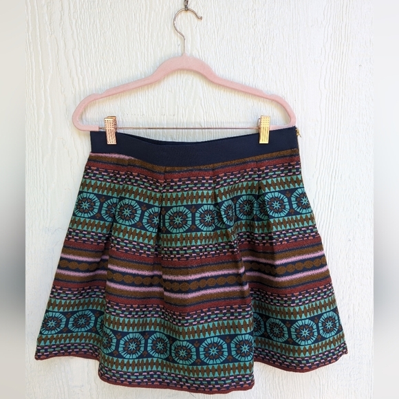 Nomad Morgan Carper Anthropologie Boho Geometric Multicolor Skirt Size 12 - Picture 1 of 5